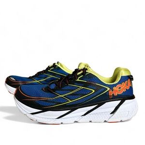 Hoka One One Clifton 3 Blue White Orange Yellow Running Shoes Mens Size US 10.5